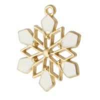 Zinc Alloy Enamel Pendants, Snowflake, gold color plated, Unisex, white Approx 2mm, Approx 