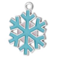 Zinc Alloy Enamel Pendants, Snowflake, silver color plated, Unisex, blue Approx 1.5mm, Approx 