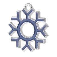 Zinc Alloy Enamel Pendants, Snowflake, silver color plated, Unisex & hollow, dark blue Approx 2mm, Approx 