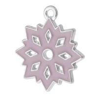 Zinc Alloy Enamel Pendants, Snowflake, silver color plated, Unisex, pink Approx 1mm, Approx 