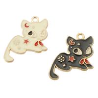 Zinc Alloy Enamel Pendants, Cat, gold color plated, Unisex Approx 1.5mm, Approx 