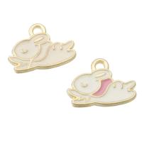 Zinc Alloy Enamel Pendants, Rabbit, gold color plated, Unisex Approx 2mm, Approx 