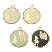 Zinc Alloy Enamel Pendants, Flat Round, gold color plated, Unisex Approx 2mm, Approx 