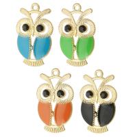 Zinc Alloy Enamel Pendants, Owl, gold color plated, Unisex & with rhinestone Approx 2mm, Approx 