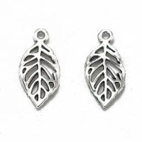 Zinc Alloy Leaf Pendants, antique silver color plated, DIY & hollow 