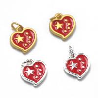 Zinc Alloy Enamel Pendants, Heart, plated, DIY 