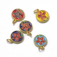 Zinc Alloy Enamel Pendants, Round, gold color plated, DIY 