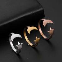 acero inoxidable 304 Anillo de dedo Cuff, Luna y estrella, Recubrimiento iónico al vacío, diverso tamaño para la opción & para mujer, más colores para la opción, Vendido por UD