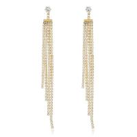 Fashion Fringe Earrings, Brass, gold color plated, fashion jewelry & for woman & with rhinestone, golden 