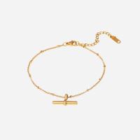 Partículas de acero pulsera tobillera, con 6.5cm extender cadena, Recubrimiento iónico al vacío, Ajustable & Joyería & para mujer, dorado, 20mm, longitud:19 cm, Vendido por UD