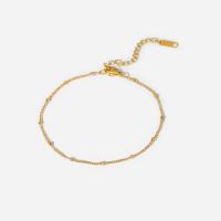 Partículas de acero pulsera tobillera, con 6.5cm extender cadena, Recubrimiento iónico al vacío, Ajustable & Joyería & para mujer, dorado, 1mm, longitud:19 cm, Vendido por UD