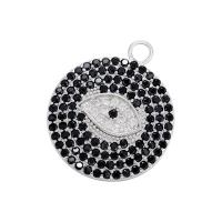 Cubic Zirconia Micro Pave Brass Pendant, Flat Round, plated, micro pave cubic zirconia 