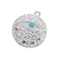 Pendentifs strass en laiton, Plat rond, Placage, avec strass, plus de couleurs à choisir Vendu par PC