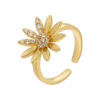 Cubic Zirconia Micro Pave Brass Finger Ring, Flower, plated, Adjustable & micro pave cubic zirconia & for woman 21mm 