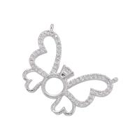 Cubic Zirconia Micro Pave Brass Pendant, Butterfly, plated, micro pave cubic zirconia & hollow 