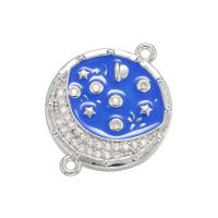 Cubic Zirconia Micro Pave Brass Connector, plated, micro pave cubic zirconia & enamel 