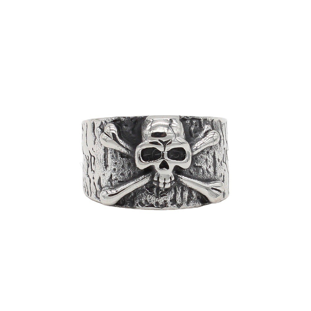 Bague en acier inoxydable , Acier inoxydable 304, crane, normes différentes pour le choix & pour homme & avec strass, plus de couleurs à choisir, Taille:7-13, Vendu par PC