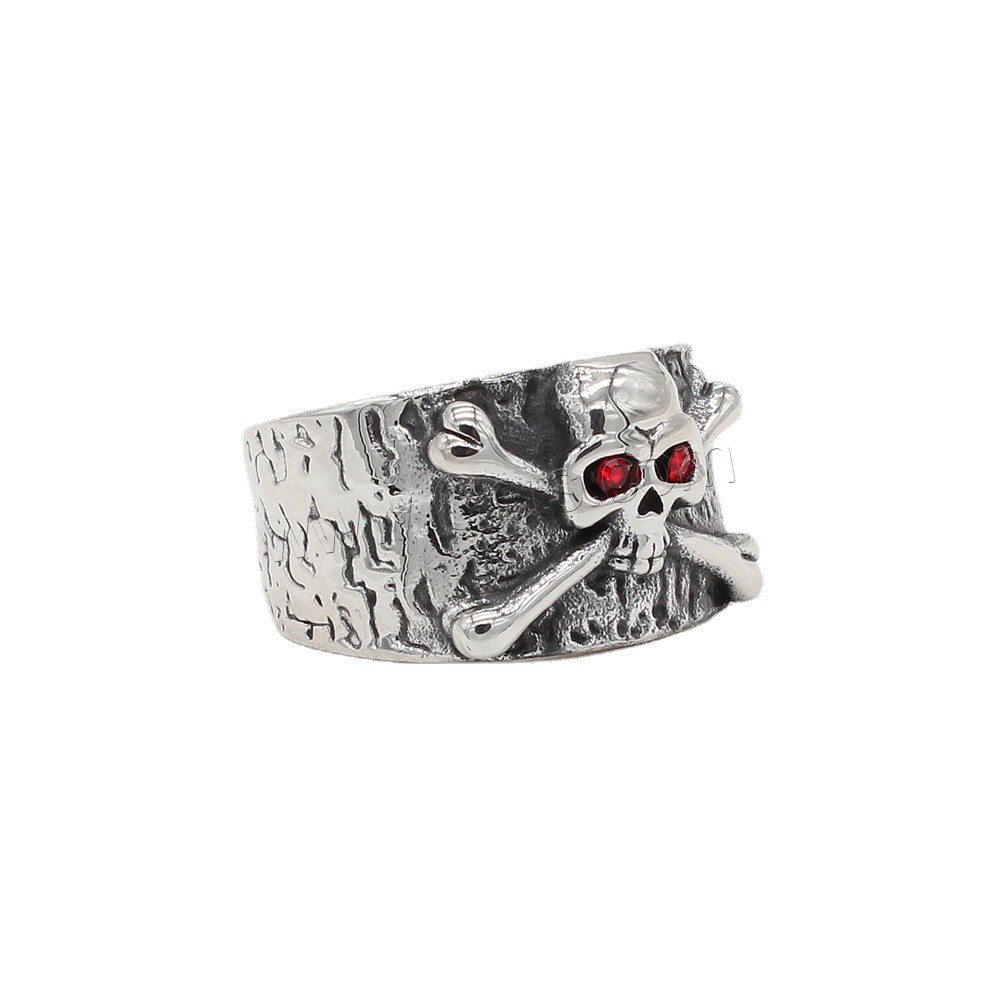 Bague en acier inoxydable , Acier inoxydable 304, crane, normes différentes pour le choix & pour homme & avec strass, plus de couleurs à choisir, Taille:7-13, Vendu par PC