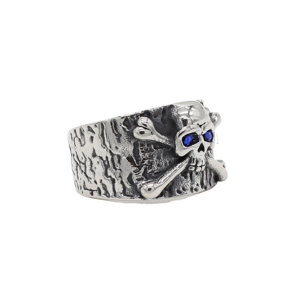 Bague en acier inoxydable , Acier inoxydable 304, crane, normes différentes pour le choix & pour homme & avec strass, plus de couleurs à choisir, Taille:7-13, Vendu par PC