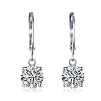 Cubic Zirconia Micro Pave Brass Earring, platinum color plated, micro pave cubic zirconia & for woman 