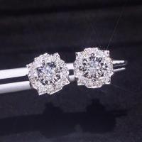 Cubic Zirconia Micro Pave Brass Earring, platinum color plated, micro pave cubic zirconia & for woman 