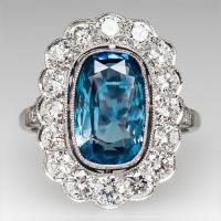 Cubic Zirconia Micro Pave Brass Finger Ring, platinum color plated & micro pave cubic zirconia & for woman, sea blue 