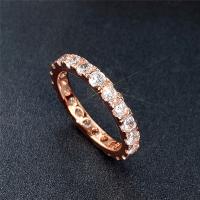 Cubic Zirconia Micro Pave Brass Finger Ring, rose gold color plated & micro pave cubic zirconia & for woman, 3mm 