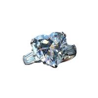 Anneau de cuivre de Zircon, laiton, coeur, Placage de couleur platine, normes différentes pour le choix & pavé de micro zircon & pour femme, 11mm, Vendu par PC