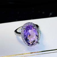 Anneau de cuivre de Zircon, laiton, Placage de couleur platine, normes différentes pour le choix & pavé de micro zircon & pour femme, violet Vendu par PC