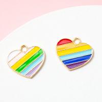 Zinc Alloy Enamel Pendants, Heart, gold color plated, DIY 