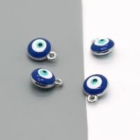 Zink-Legierung Evil Eye Anhänger, Zinklegierung, DIY & Emaille, tiefblau, 10x10mm, 10PCs/Tasche, verkauft von Tasche