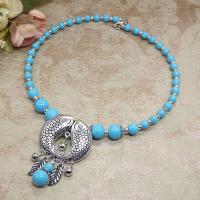 Collier turquoise en alliage de Zinc , avec turquoise, Placage de couleur argentée, bijoux de mode & pour femme, plus de couleurs à choisir Environ 28 cm, Vendu par PC