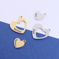 Stainless Steel Heart Pendants, 304 Stainless Steel, Vacuum Ion Plating, Unisex & hollow 