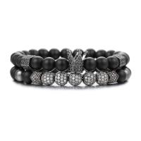 Edelstein Armbänder, Abrazine Stein, mit Messing, plattiert, 2 Stück & elastisch & unisex & Micro pave Zirkonia, keine, Länge:7.5 ZollInch, 2PCs/setzen, verkauft von setzen