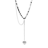 Collier de bijoux de titane, Acier titane, avec 5cm chaînes de rallonge, coeur, poli, Réglable & bijoux de mode & unisexe, argent cm, Vendu par PC