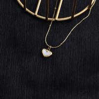 Collier de bijoux de titane, Acier titane, avec coquille, coeur, Placage de couleur d'or, bijoux de mode & pour femme cm, Vendu par PC