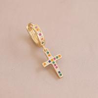 Aro aro gota pendiente, metal, chapado en color dorado, diferentes estilos para la opción & micro arcilla de zirconia cúbica & para mujer, más colores para la opción, 30x10mm, Vendido por UD