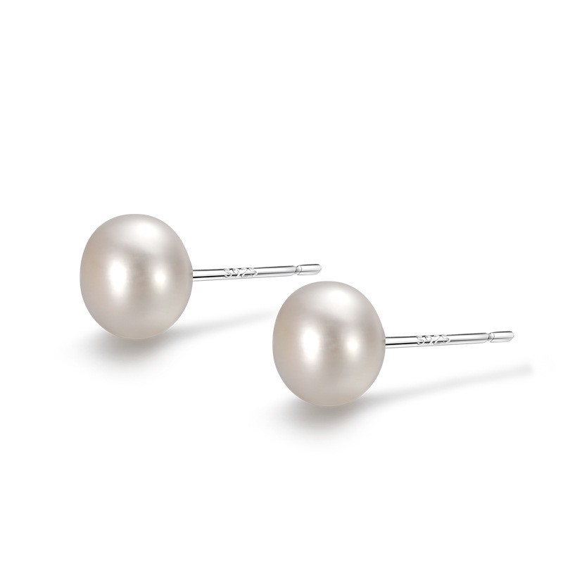 Sterling Silver Natural Pearl Stud Earring, 925 Sterling Silver, with Freshwater Pearl, different size for choice & for woman, more colors for choice, 6mm, Sold By Pair