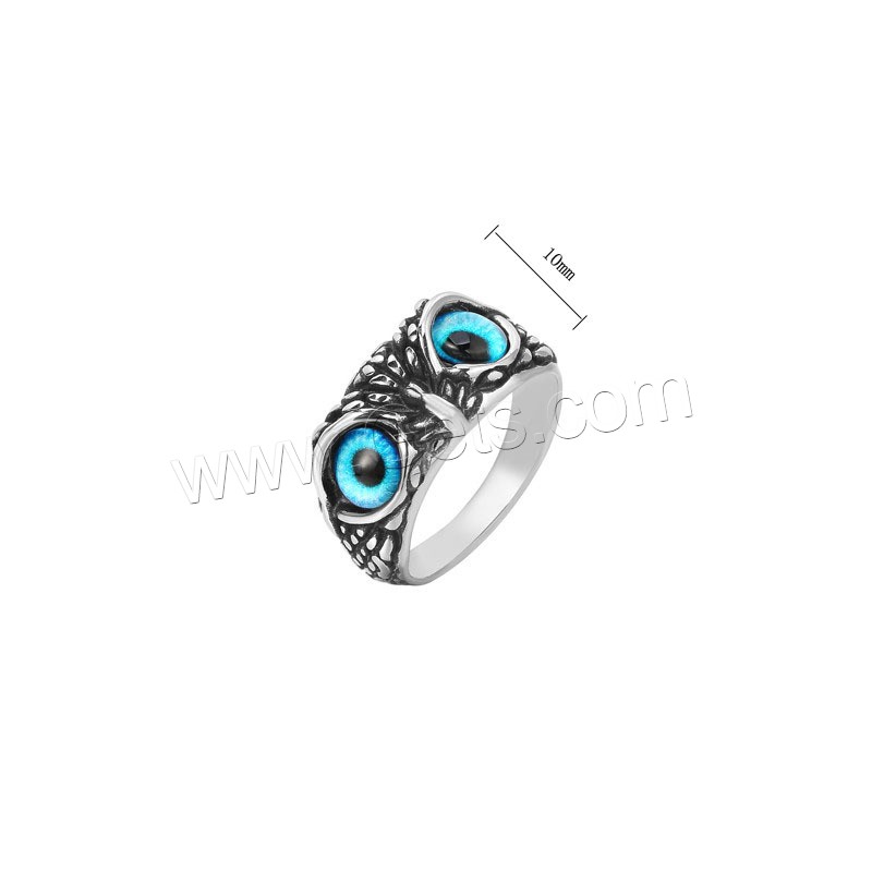 Acrylic Finger Ring, 304 Stainless Steel, with Acrylic, Owl, Vacuum Ion Plating, Unisex & different size for choice & blacken, more colors for choice, 10mm, US Ring Size:6-10, Sold By PC