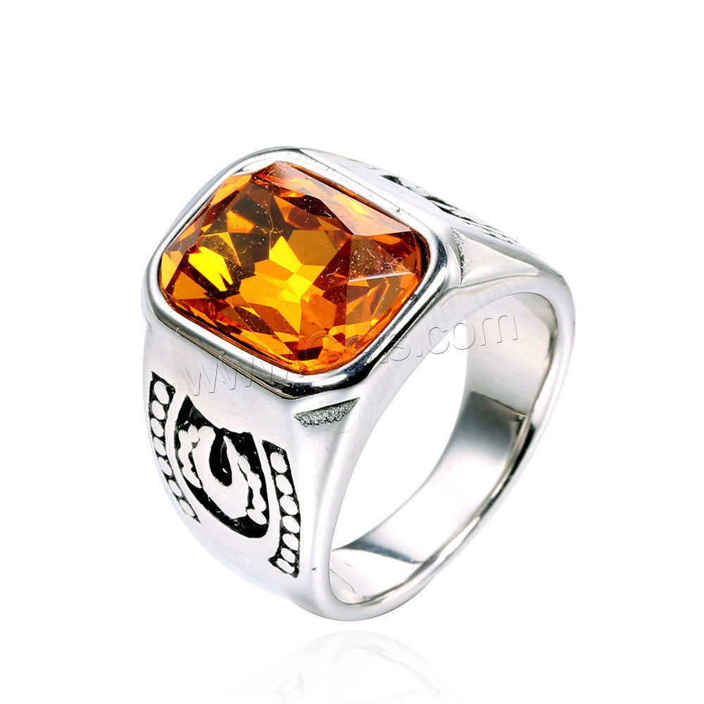 Bague en acier inoxydable , Acier inoxydable 304, cadre, normes différentes pour le choix & pour homme & avec strass, plus de couleurs à choisir, 17mm, Taille:7-13, Vendu par PC