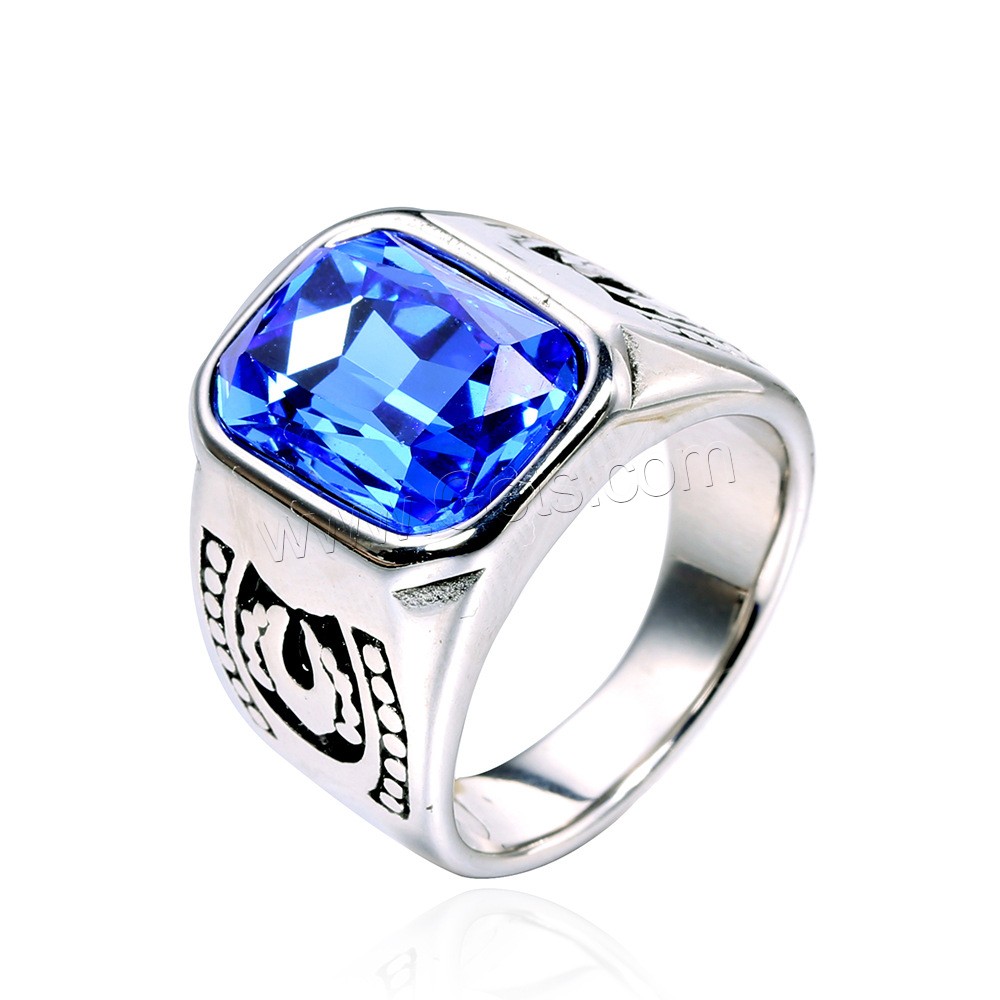 Bague en acier inoxydable , Acier inoxydable 304, cadre, normes différentes pour le choix & pour homme & avec strass, plus de couleurs à choisir, 17mm, Taille:7-13, Vendu par PC