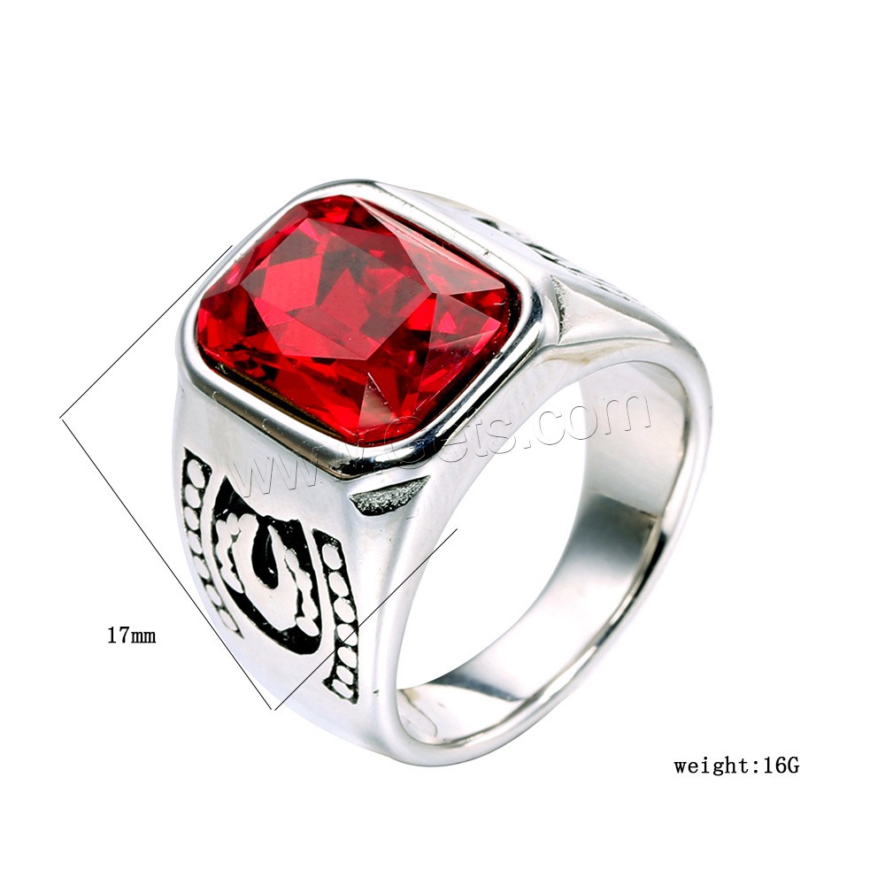 Bague en acier inoxydable , Acier inoxydable 304, cadre, normes différentes pour le choix & pour homme & avec strass, plus de couleurs à choisir, 17mm, Taille:7-13, Vendu par PC