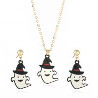 Zinc Alloy Jewelry Set, earring & necklace, with Acrylic, 2 pieces & Halloween Jewelry Gift & for woman & enamel Approx 17.72 Inch 