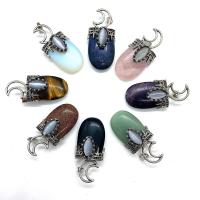 Gemstone Zinc Alloy Pendants, Natural Stone, with Zinc Alloy, silver color plated & Unisex 