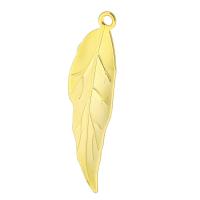 Edelstahl -Blatt-Anhänger, 201 Edelstahl, Galvanische Beschichtung, Modeschmuck & unisex, goldfarben, 10x38x1.5mm, Bohrung:ca. 1.5mm, verkauft von PC