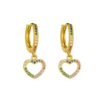 Cubic Zirconia Micro Pave Brass Earring, gold color plated & micro pave cubic zirconia & for woman, multi-colored 