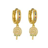 Cubic Zirconia Micro Pave Brass Earring, gold color plated & micro pave cubic zirconia & for woman 