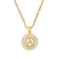 Collier de bijoux de titane, Acier titane, Placage de couleur d'or, styles différents pour le choix & pavé de micro zircon & pour femme, 15mm Environ 17.7 pouce, Vendu par PC