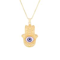 Brass Sweater Kette Halskette, Messing, Evil Eye Hamsa, goldfarben plattiert, unisex & Emaille, keine, 18x39mm, Länge:ca. 19.69 ZollInch, verkauft von PC