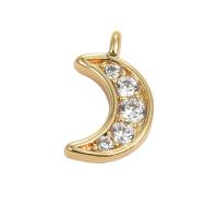 Cubique Pendentif en laiton zircon pavent, lune, Plaqué d'or, unisexe & pavé de micro zircon Environ Vendu par sac